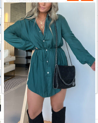 Splendid Teal Tie Waist Dress for Casual Walks