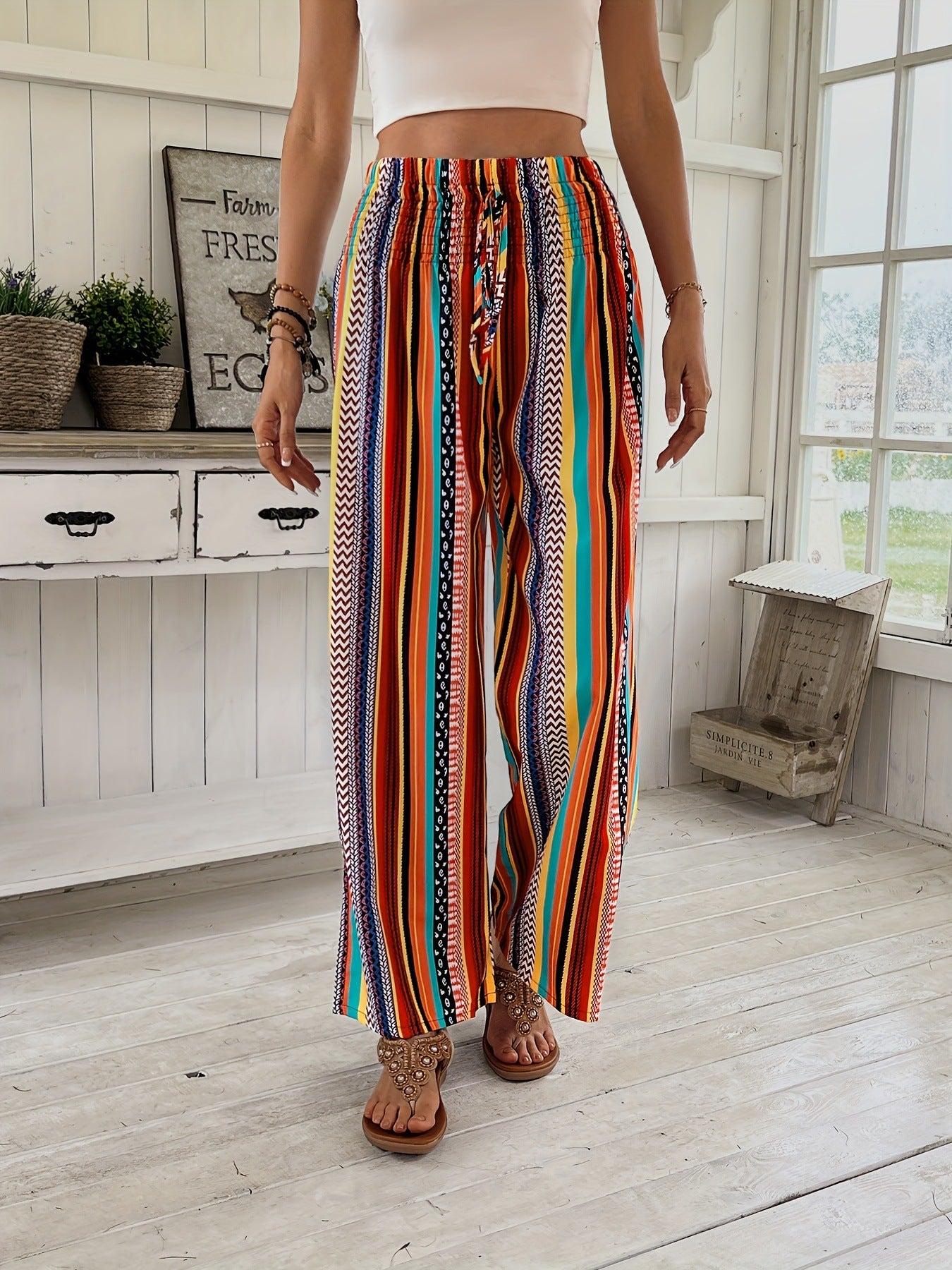 Casual Stripe Print Pant