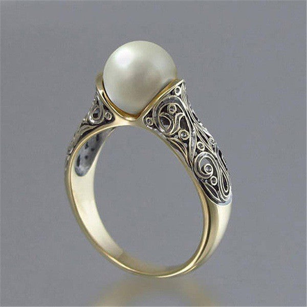 Trendy Gold-Plated Pearl Ring Women