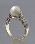 Trendy Gold-Plated Pearl Ring Women