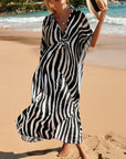 Chic Silk Kimono Dress in Exotic Tropic Print