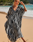 Chic Silk Kimono Dress in Exotic Tropic Print