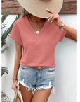 Casual V-neck Short Sleeve Top