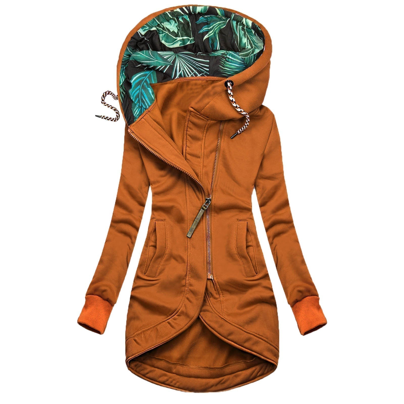 Casual Palm Print Rain Jacket
