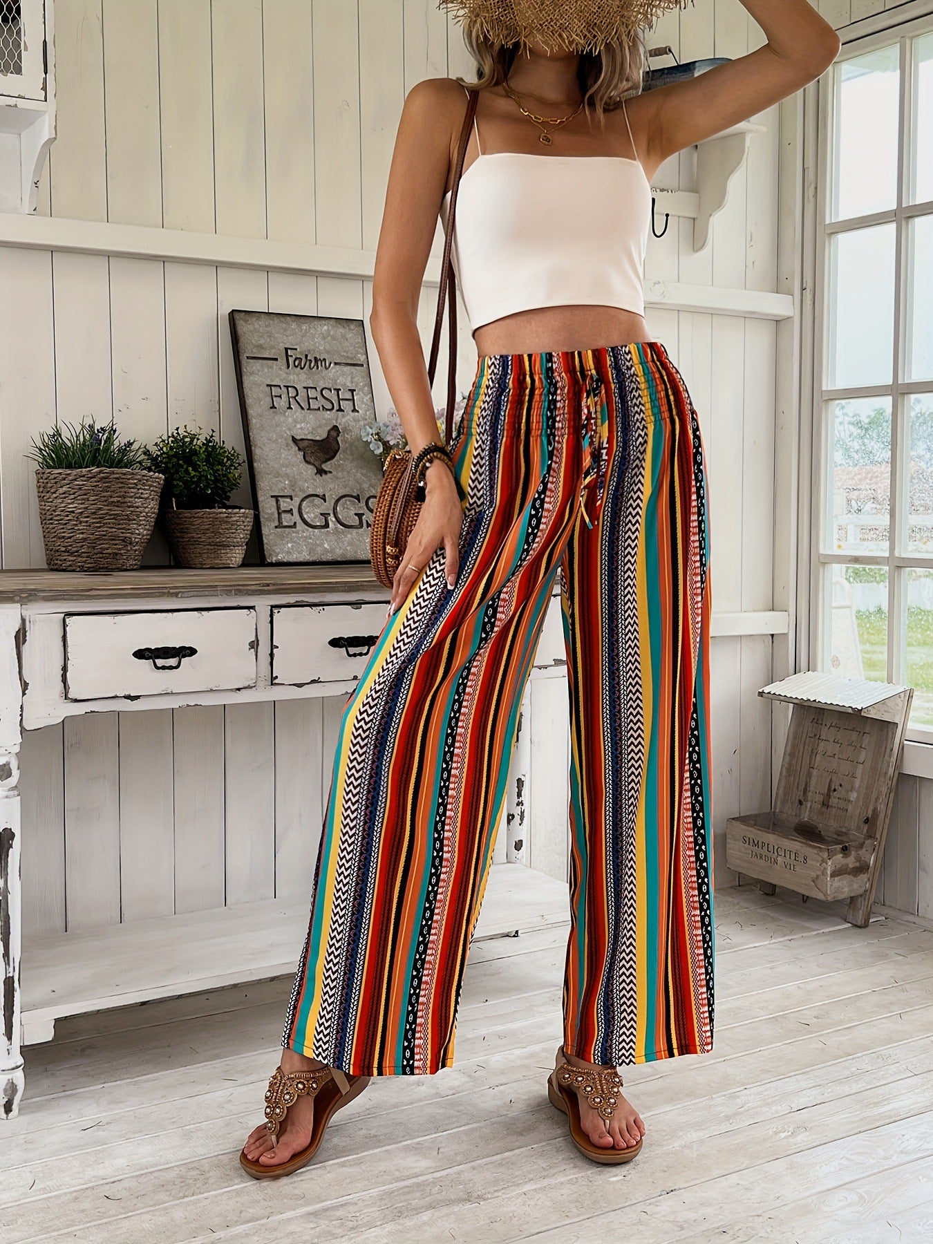 Casual Stripe Print Pant