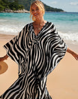 Chic Silk Kimono Dress in Exotic Tropic Print