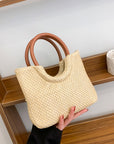 Korean-Style Woven Straw Handbag