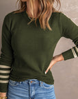 Women's Striped Long Sleeve Knitted Sweater