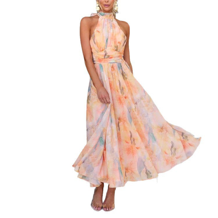 Colorful French-Style Maxi Dress