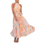 Colorful French-Style Maxi Dress