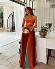 Hollow Out Tie-Dye Gradient Long Dress