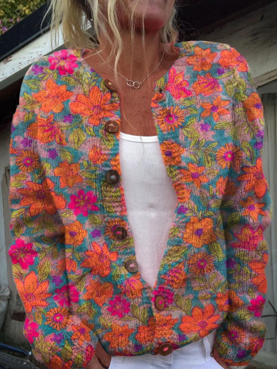 Casual Women’s Cardigan with Digital Print