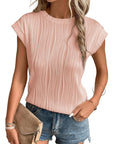 Ribbed Round Neck Tops