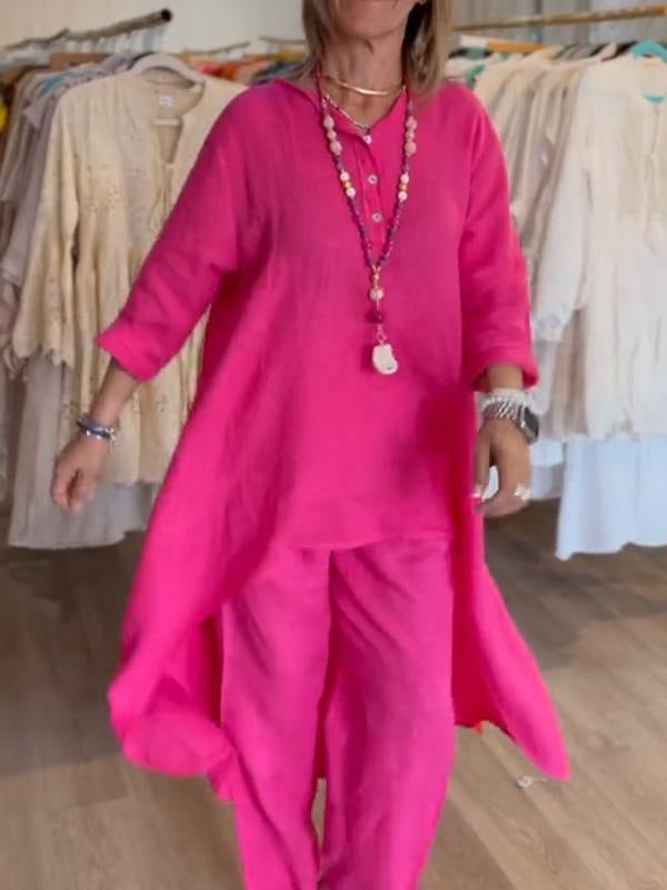 Breathable Cotton Linen Two Piece set