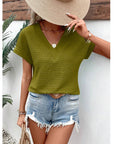 Casual V-neck Short Sleeve Top