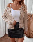 Solid Color Round Neck Knit Cardigan