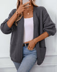 Loose Solid Color Long Sleeved Casual Cardigan