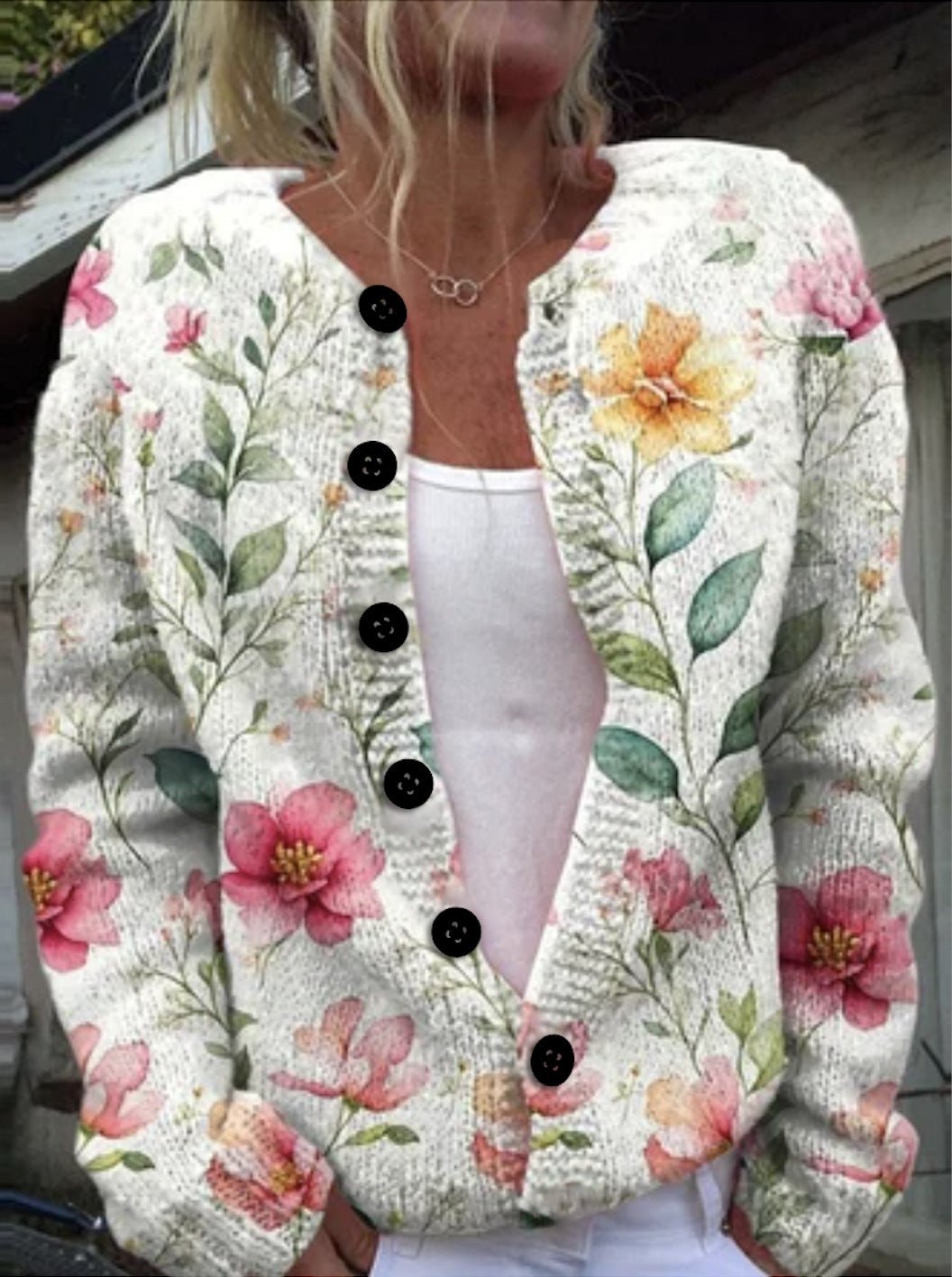 Casual Women’s Cardigan with Digital Print