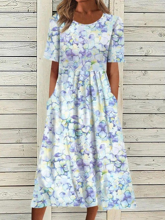 Casual Round Neck Long Dress