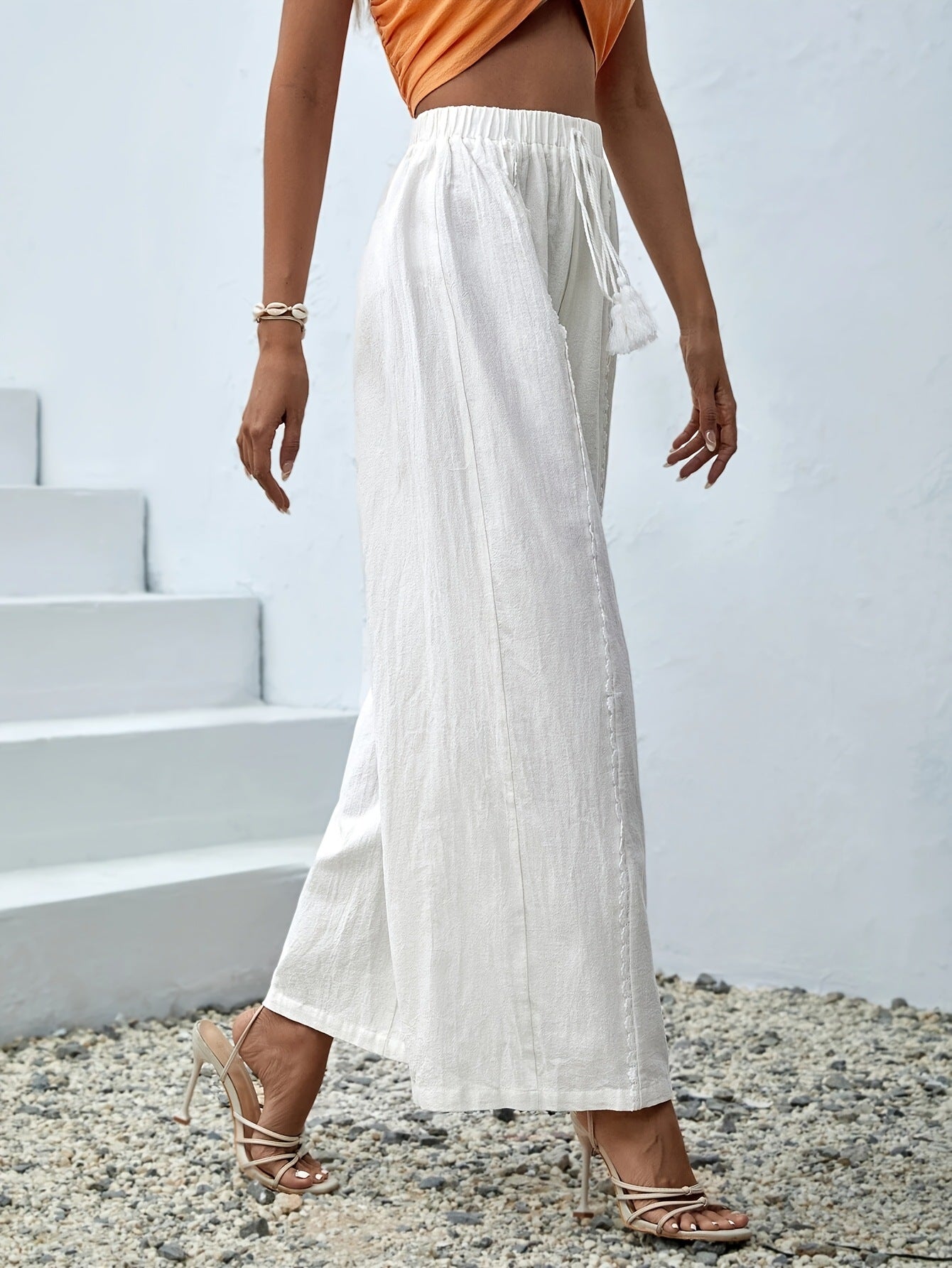 Chic High Waist Fringe Trousers