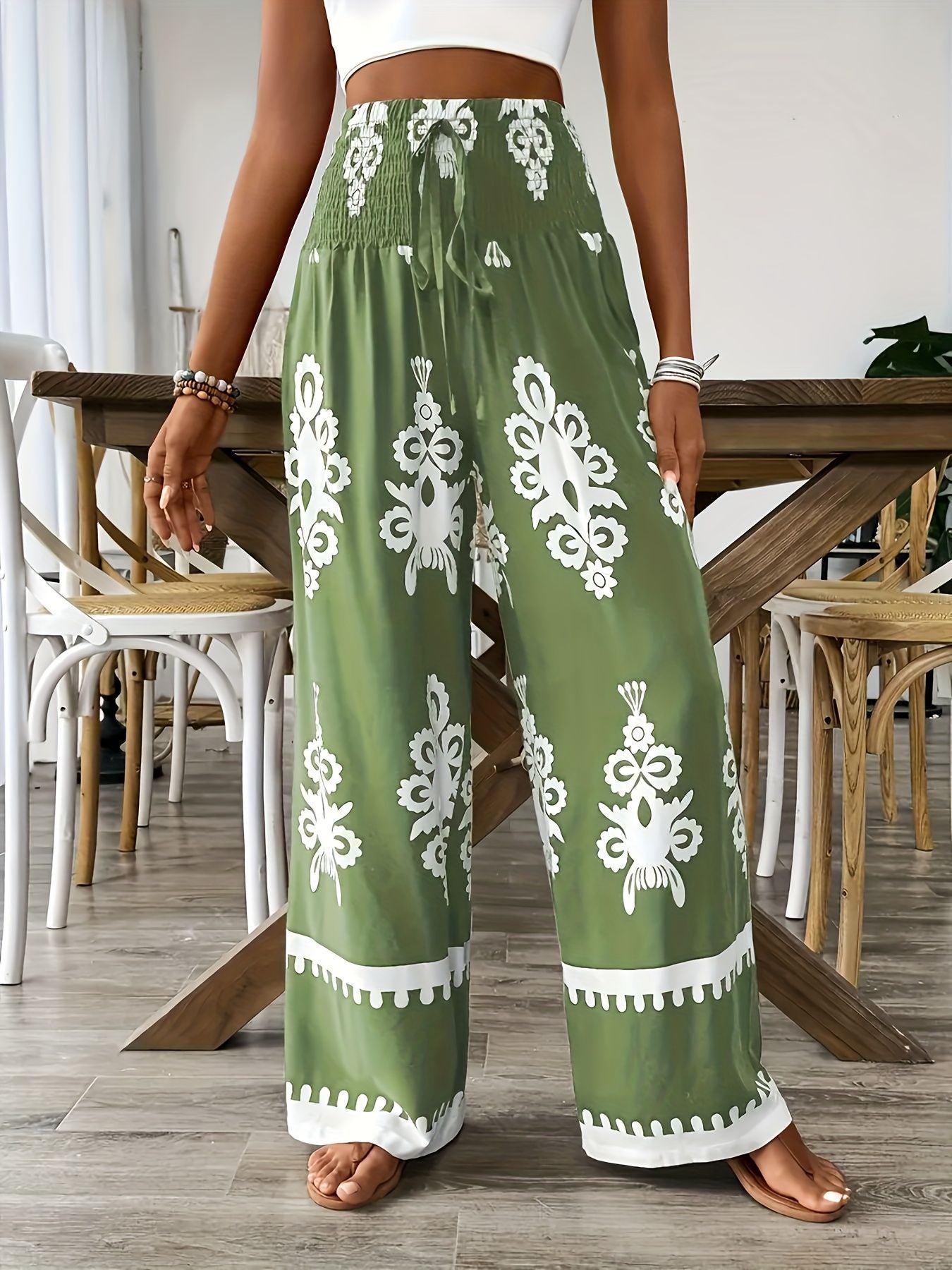 High Waist Printed Pants