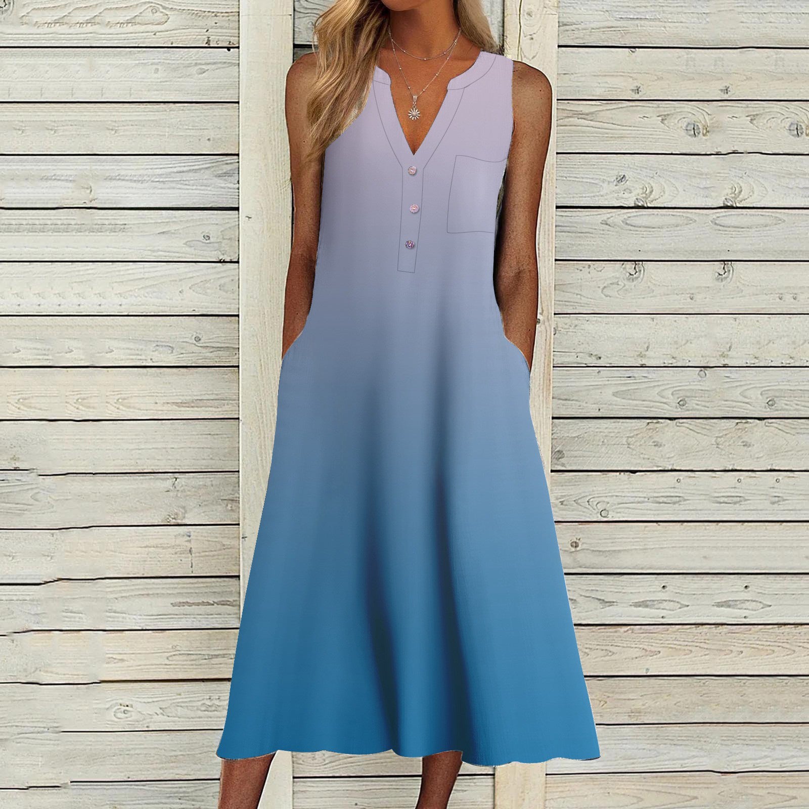Soft V-Neck Dress with Laid Back Elegance
