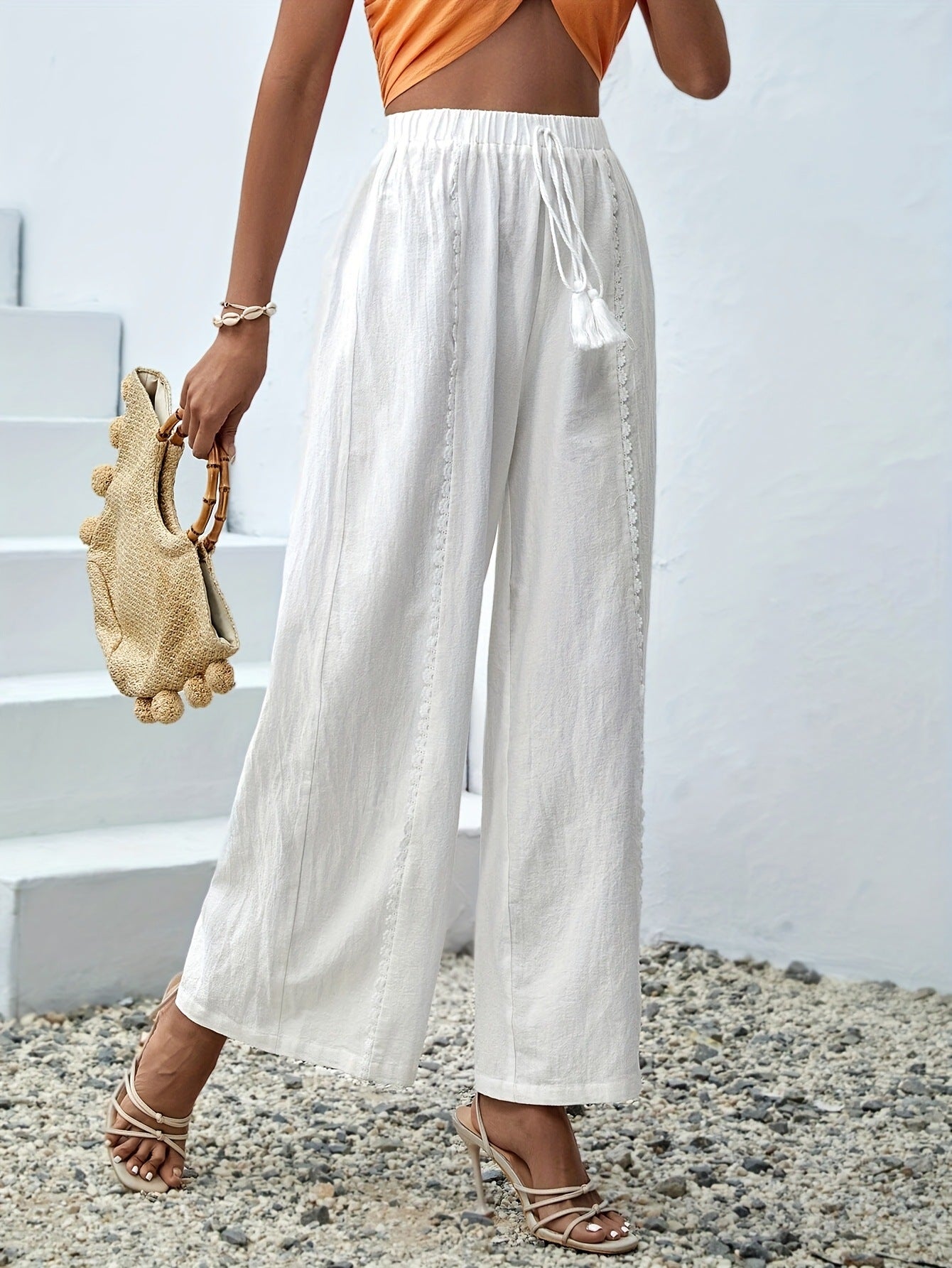 Chic High Waist Fringe Trousers