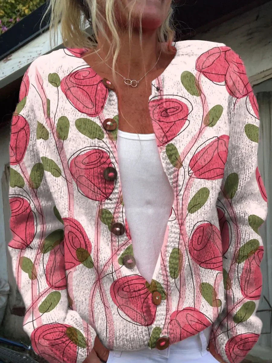 Casual Women’s Cardigan with Digital Print