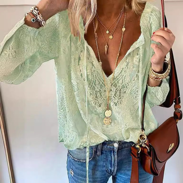 Casual Summer Lace Blouse – Lightweight, Breathable Style for Effortless Warm-Weather Outfits