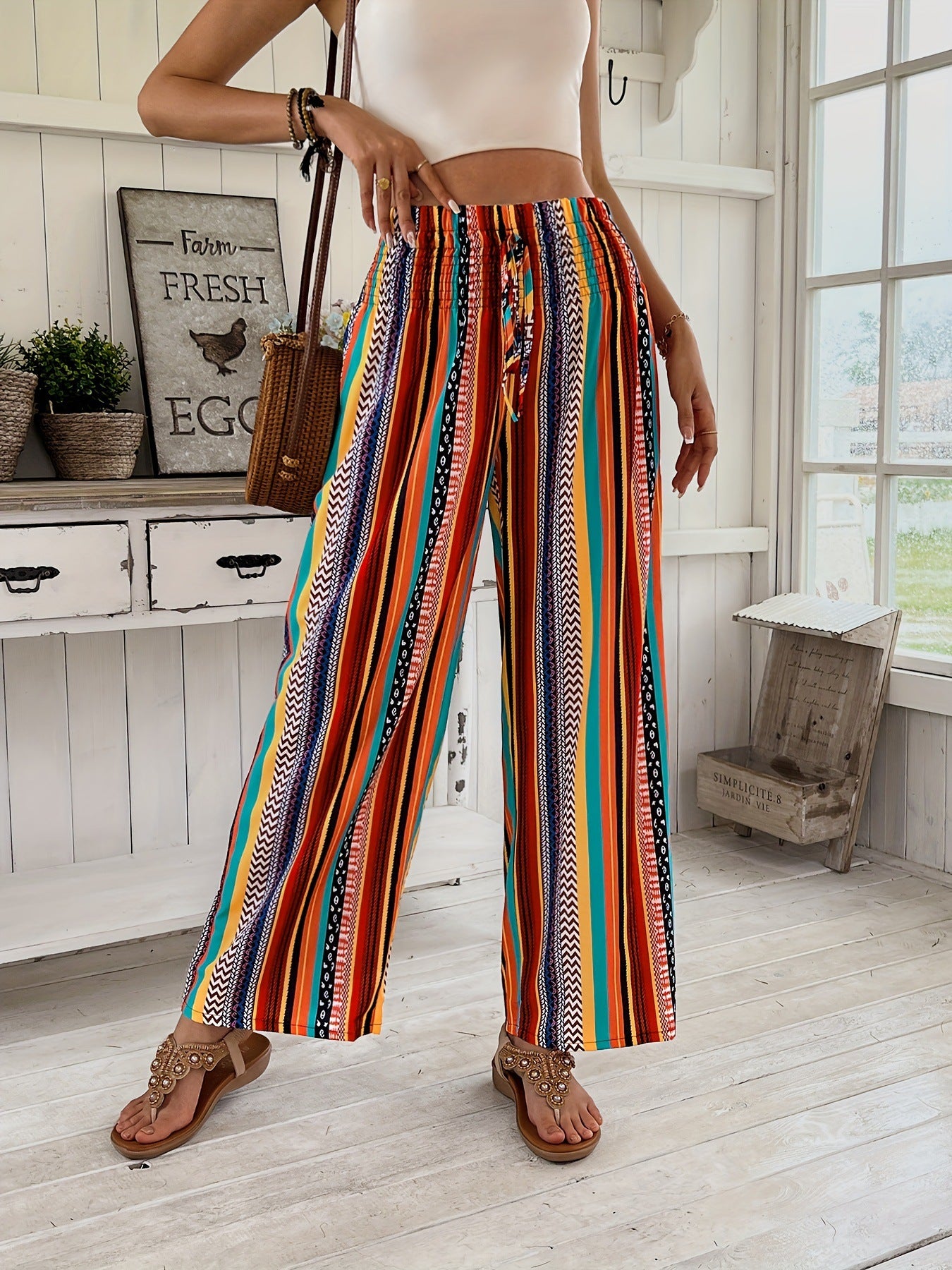 Casual Stripe Print Pant