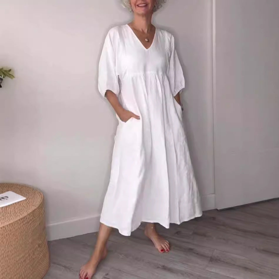 V-Neck Ruffle Sleeve Dress