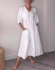 V-Neck Ruffle Sleeve Dress