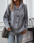 Women's Hooded Drawstring Knitted Cardigan