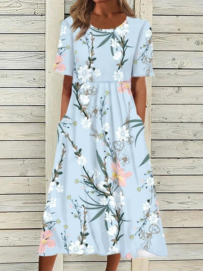 Casual Round Neck Long Dress