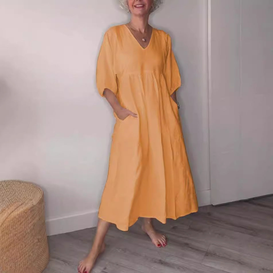 V-Neck Ruffle Sleeve Dress