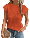 Ribbed Round Neck Tops