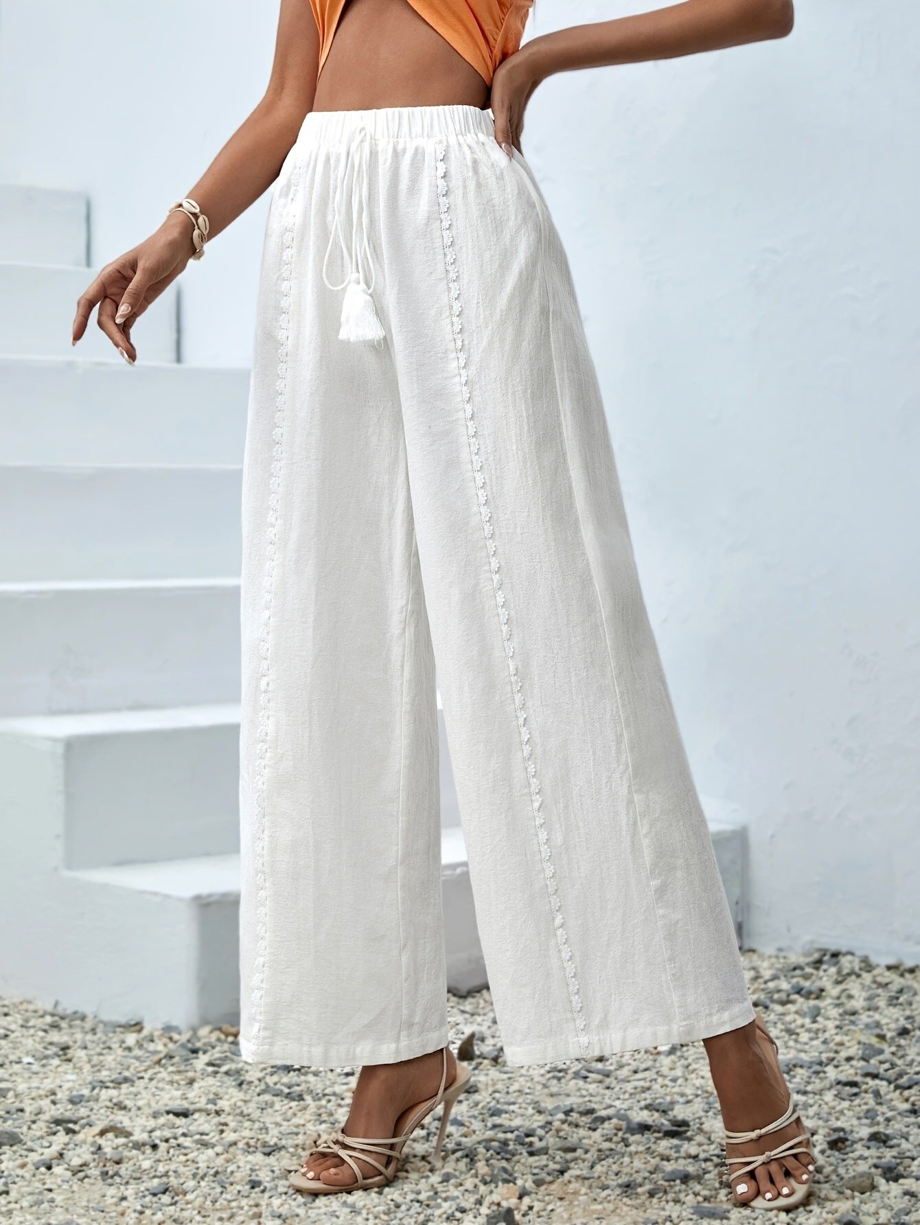 Chic High Waist Fringe Trousers