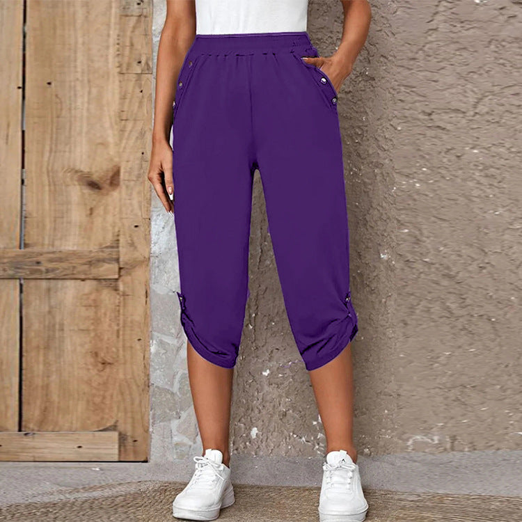 Fashion Casual Elastic Seven Point Pants