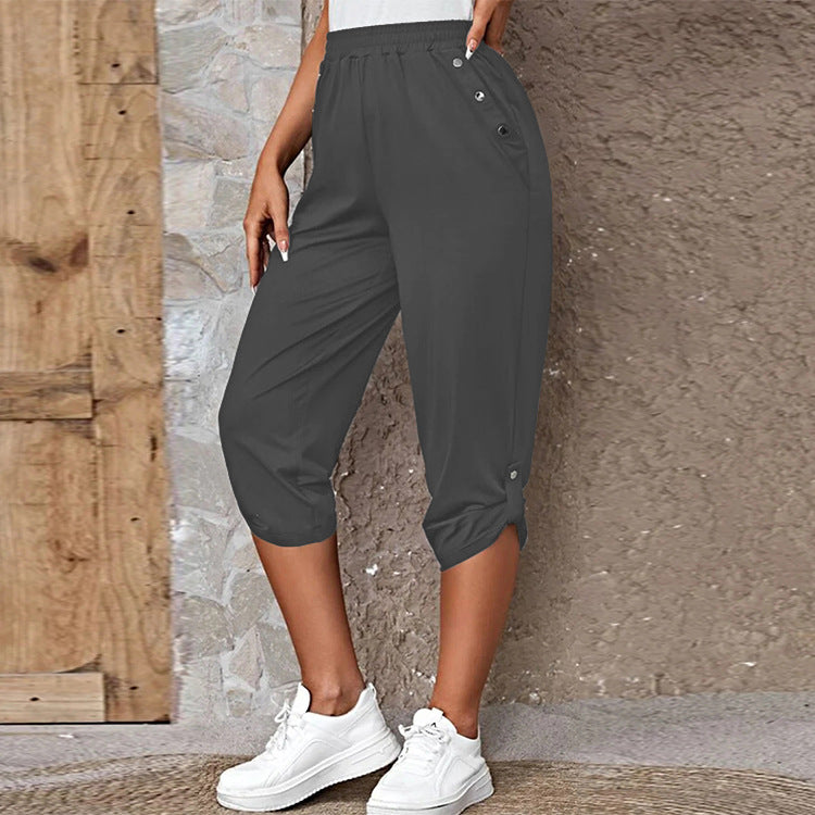 Fashion Casual Elastic Seven Point Pants