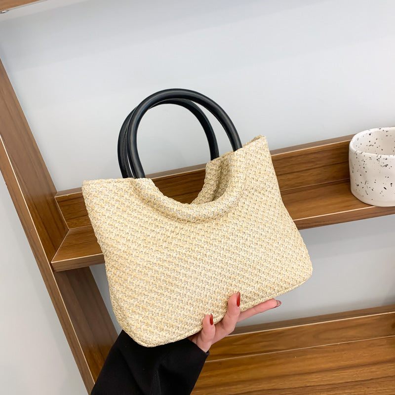 Korean-Style Woven Straw Handbag