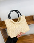 Korean-Style Woven Straw Handbag