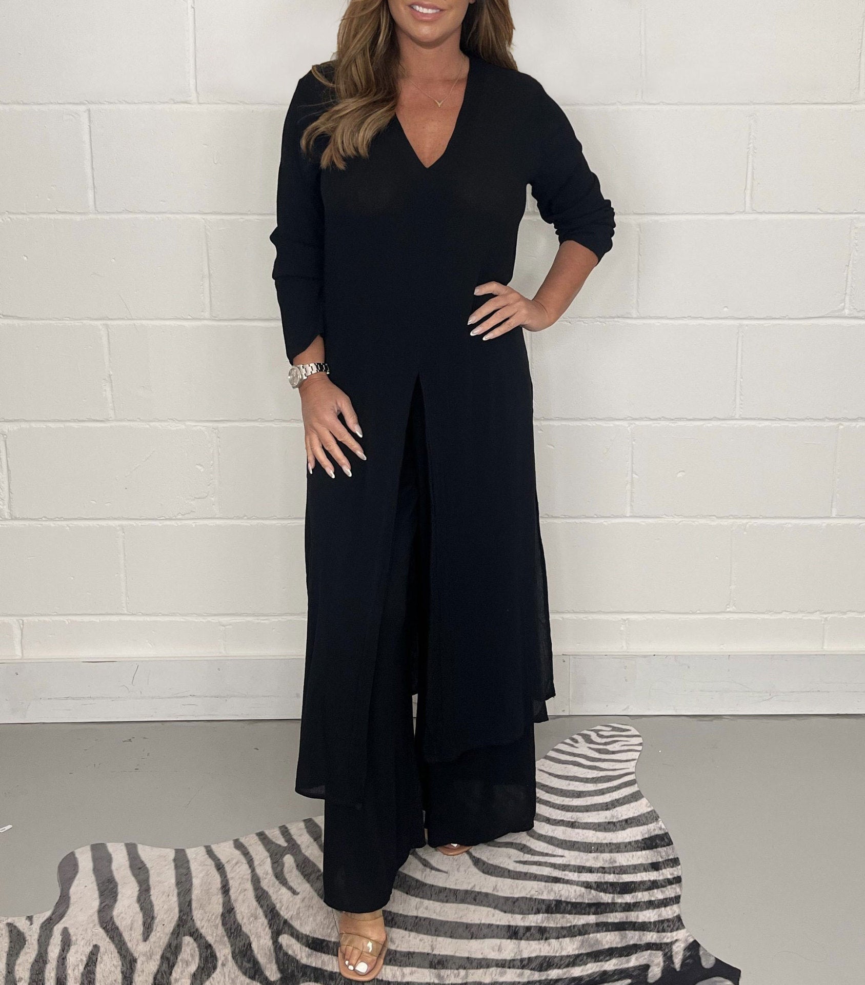Elegant V-Neck Split Luxe Dress