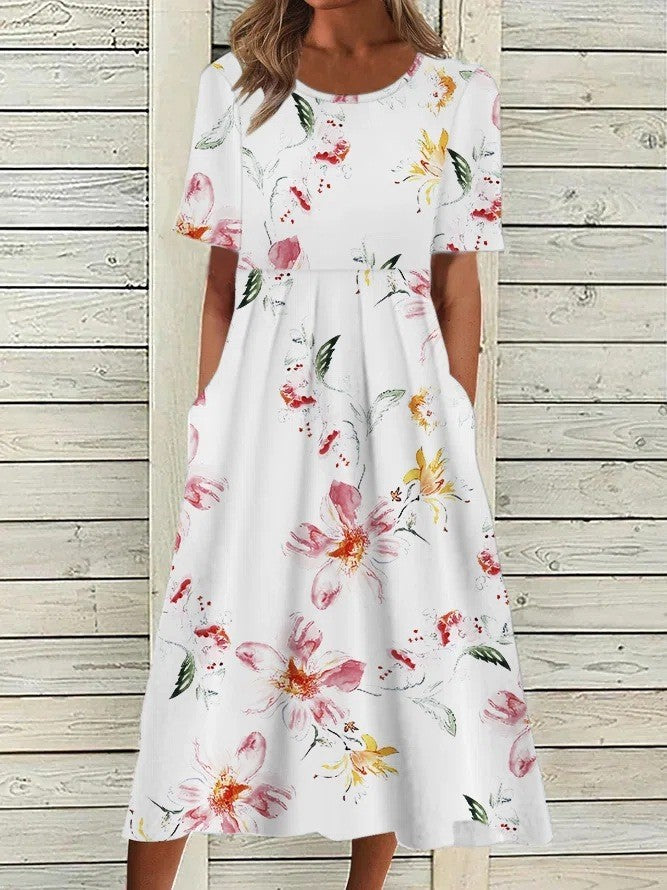 Casual Round Neck Long Dress