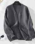 Loose Solid Color Long Sleeved Casual Cardigan