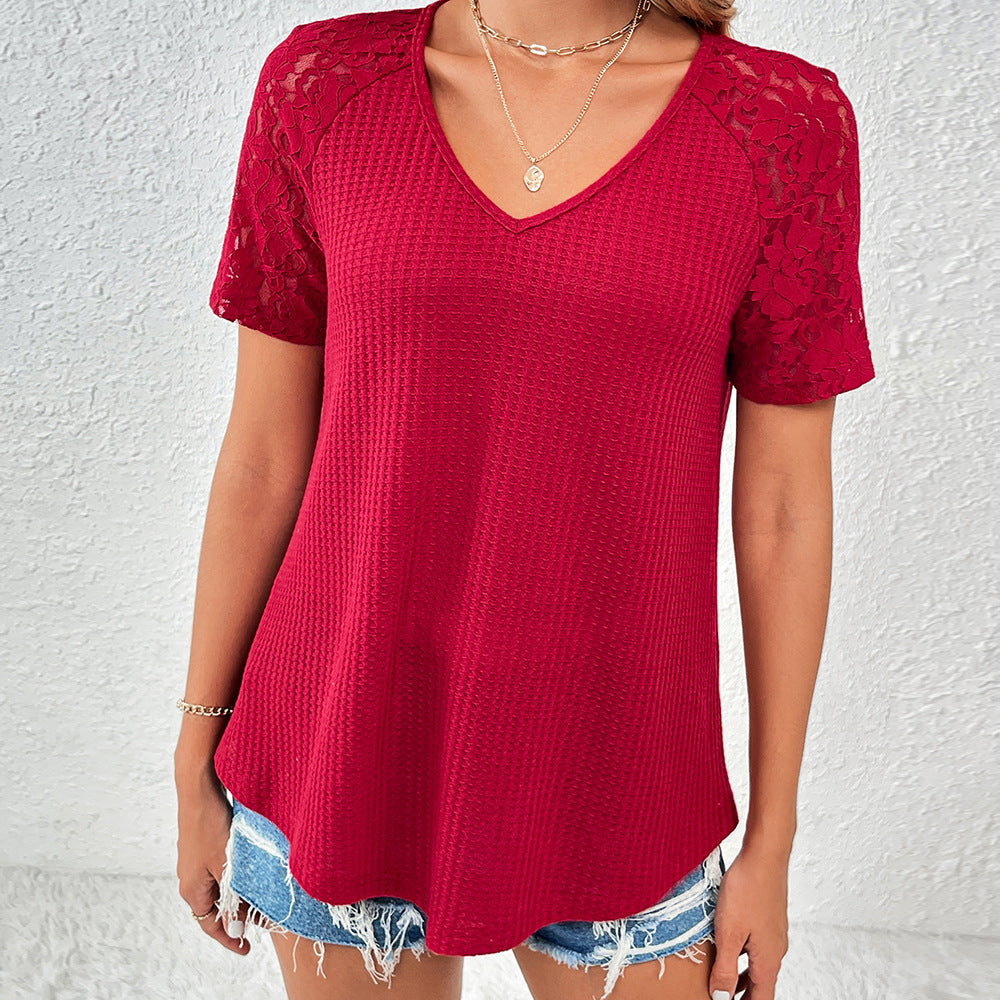 Hollow Out Lace Summer T-Shirt Women