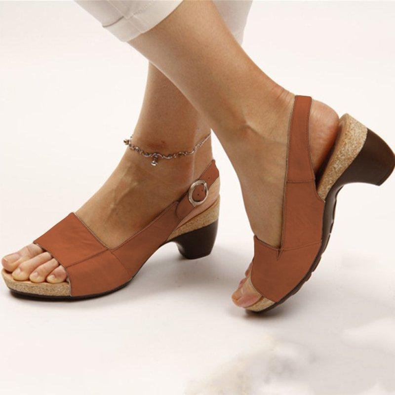 Summer Thick Heel Buckle Sandals