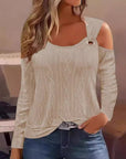 Stylish Button Detail Long Sleeve Top