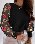 Petal Sleeve Round Neck Blouse