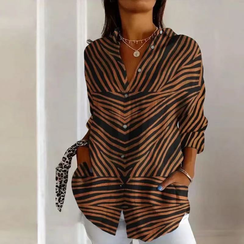 Button Up Casual Blouse with Floral Print