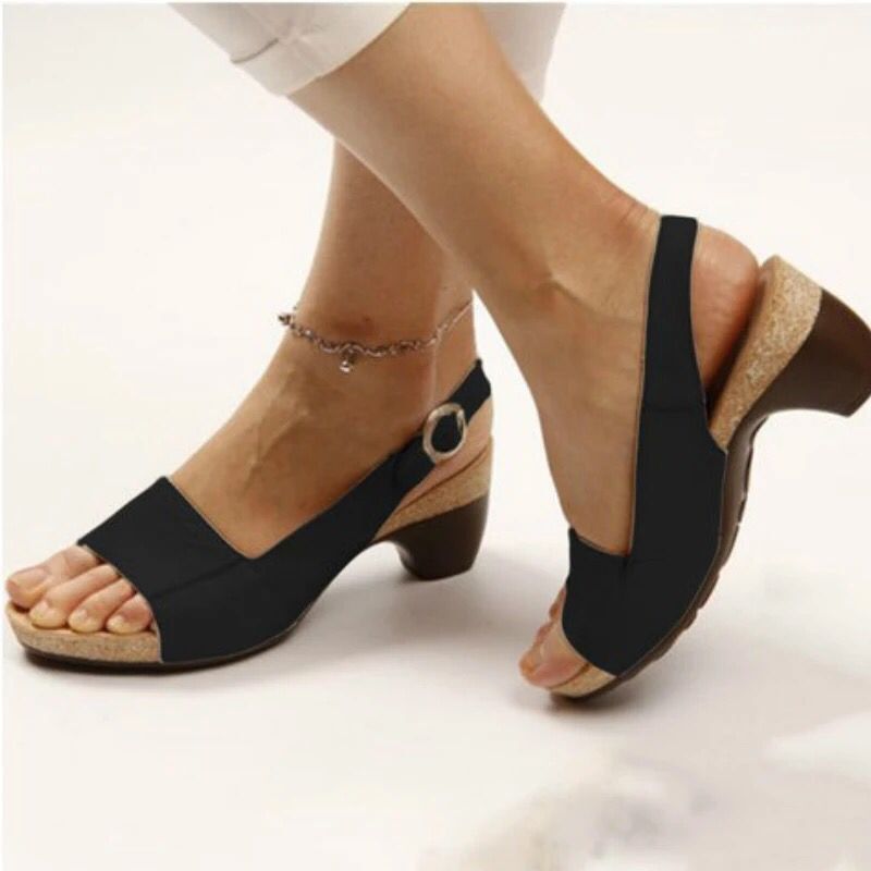 Summer Thick Heel Buckle Sandals